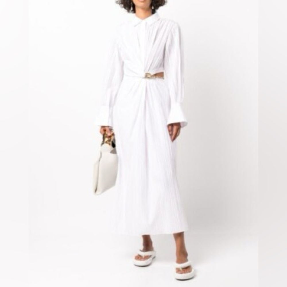 NWT Jonathan Simkhai Fraya Plisse Poplin Dress White